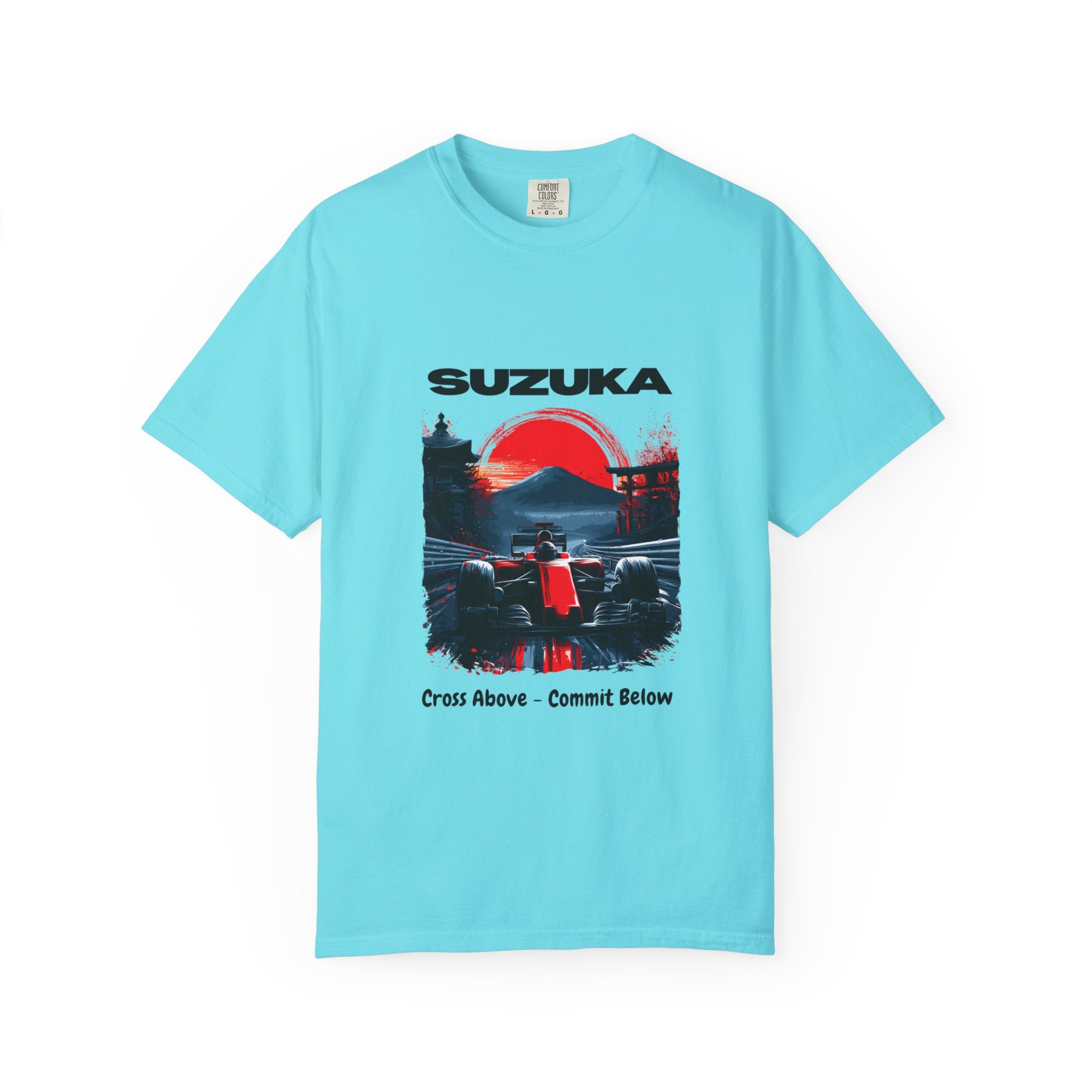 Suzuka Grand Prix Racing Tee — "Cross Above, Commit Below" Heavyweight T-Shirt