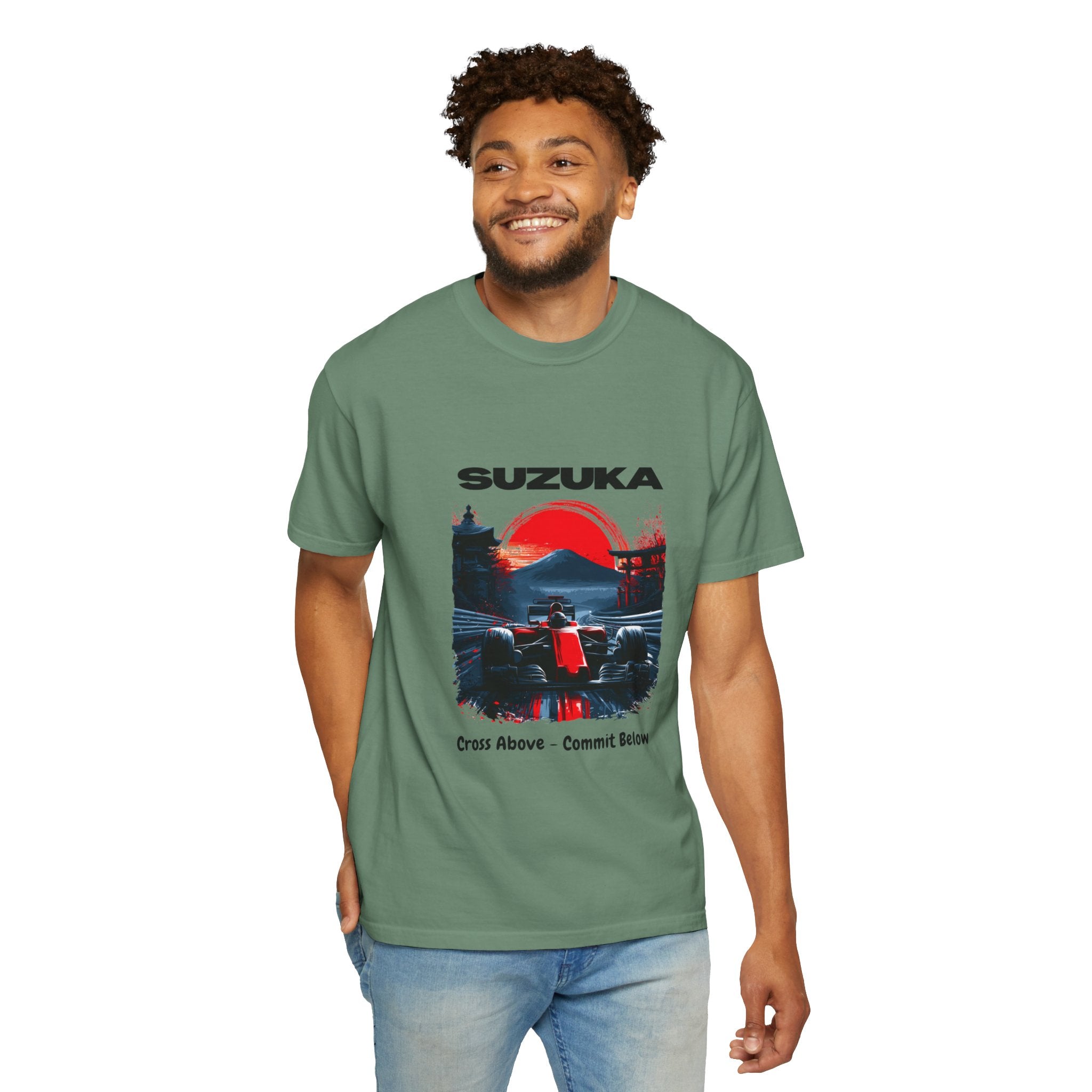 Suzuka Racing Tee — 'Cross Above, Commit Below' Motorsport T-Shirt