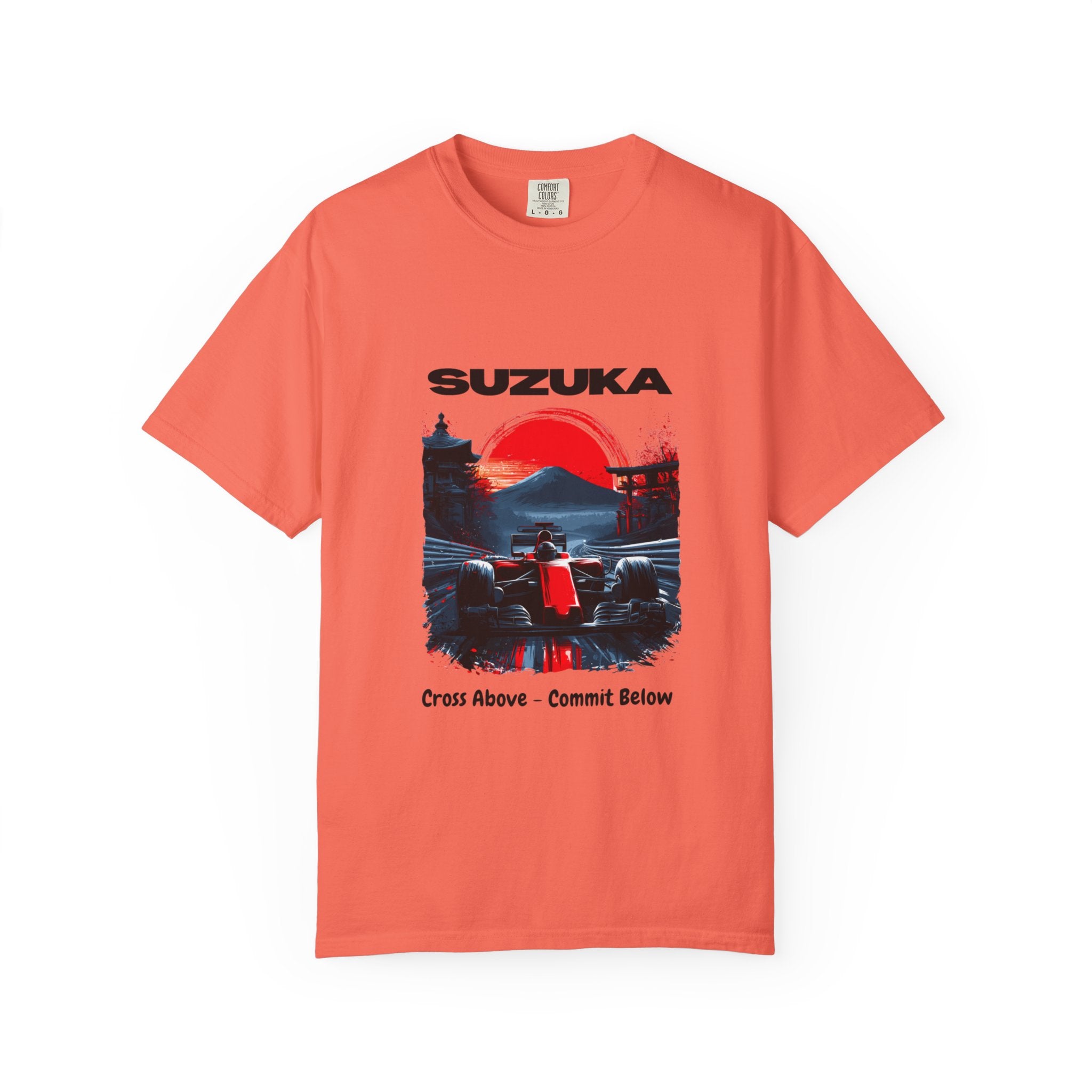 Suzuka Grand Prix Racing Tee — "Cross Above, Commit Below" Heavyweight T-Shirt