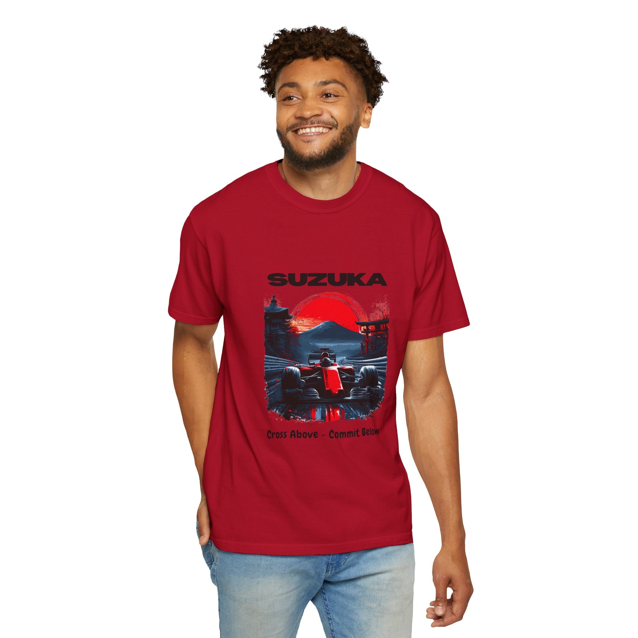 Suzuka Racing Tee — 'Cross Above, Commit Below' Motorsport T-Shirt