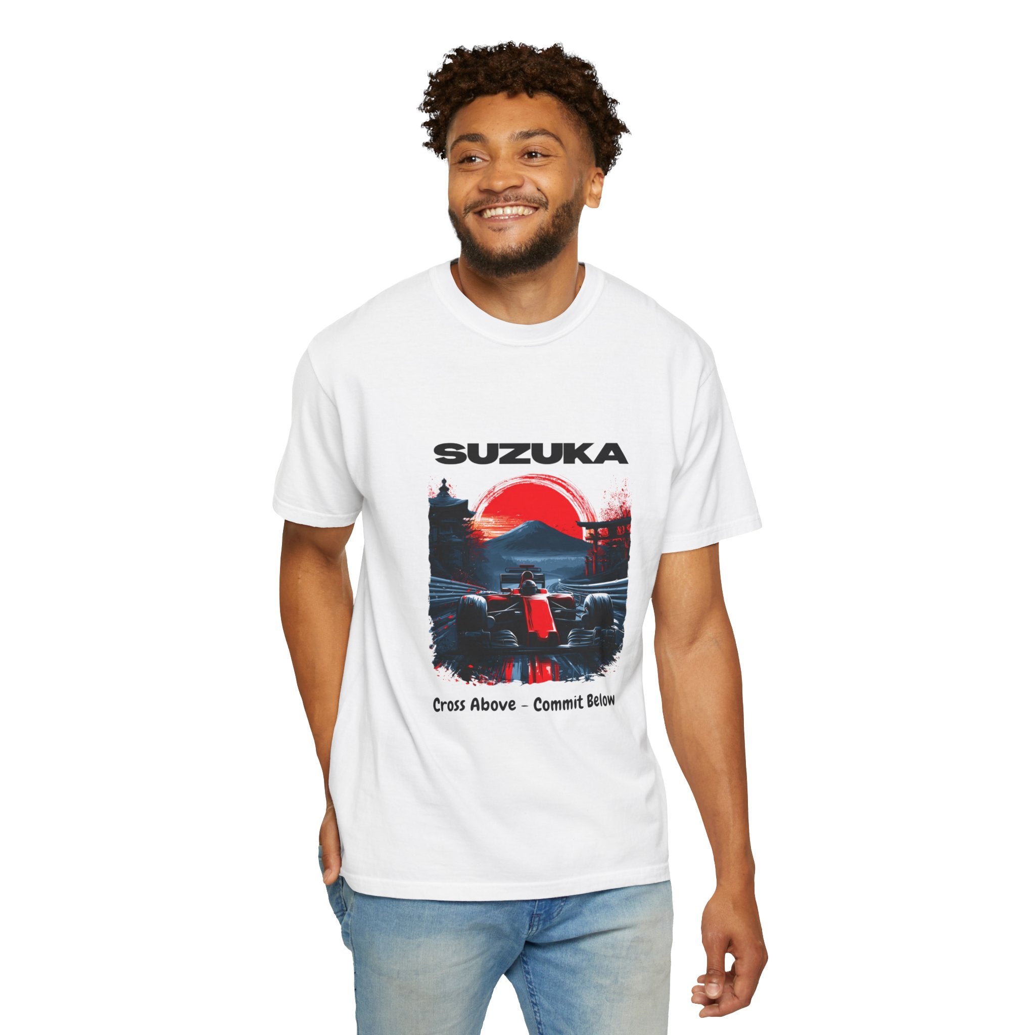 Suzuka Racing Tee — 'Cross Above, Commit Below' Motorsport T-Shirt