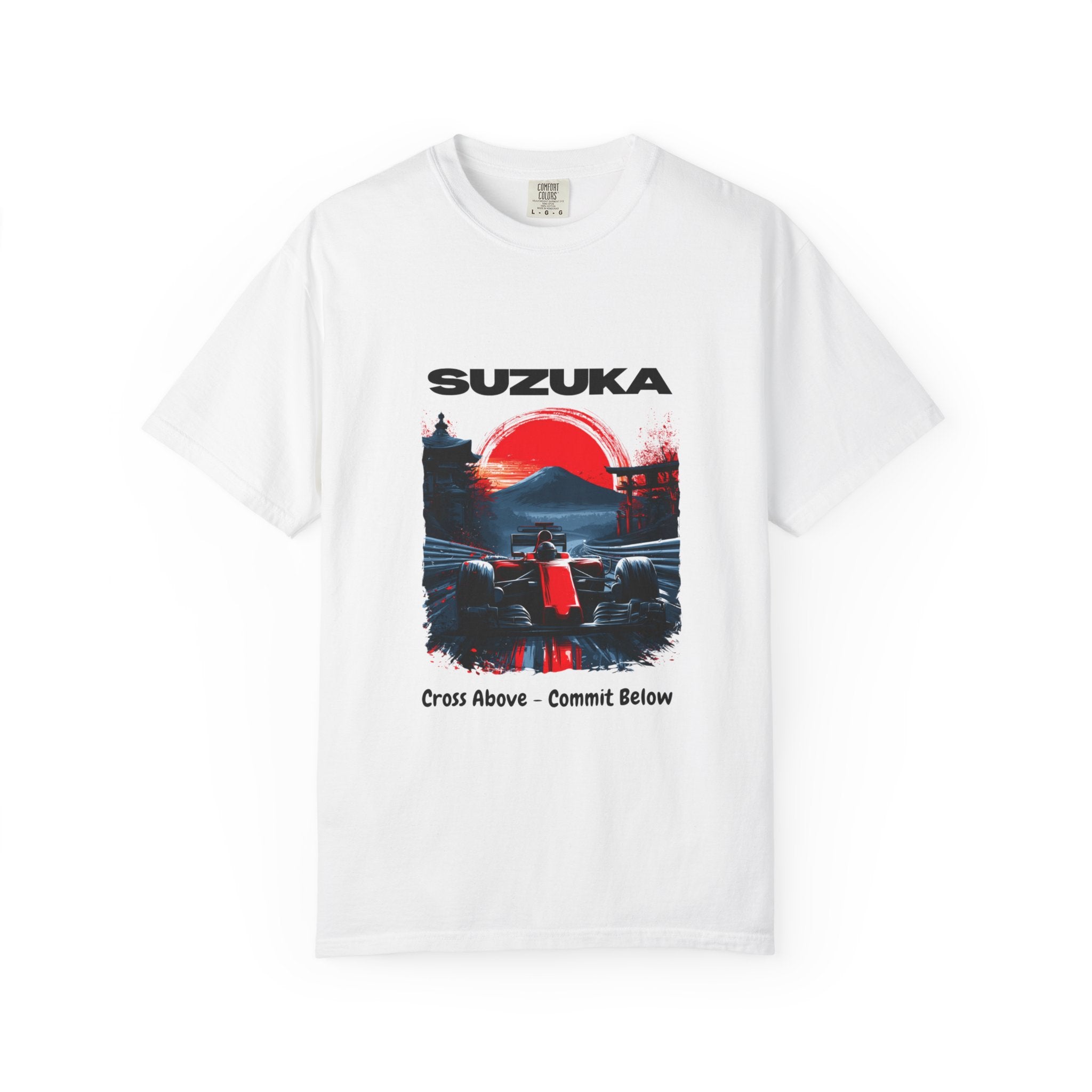Suzuka Grand Prix Racing Tee — "Cross Above, Commit Below" Heavyweight T-Shirt