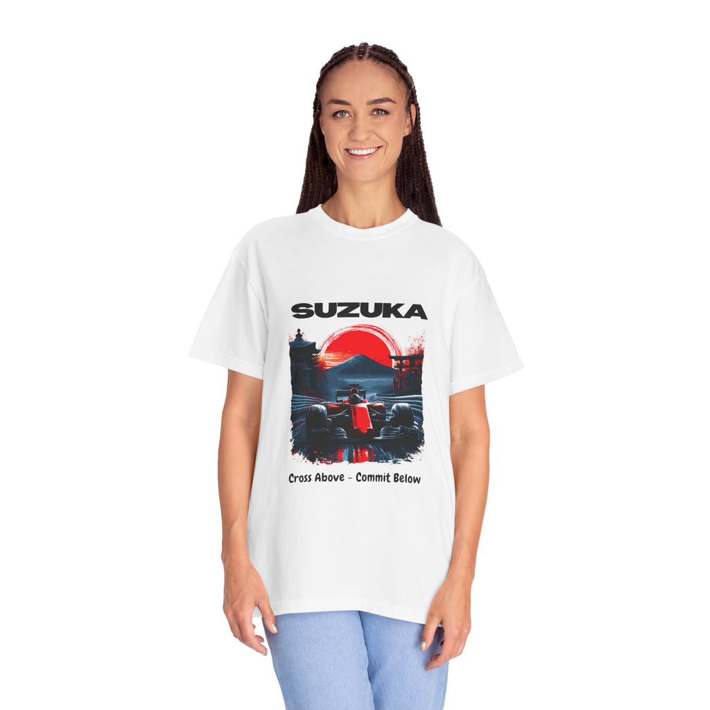 Suzuka Racing Tee — 'Cross Above, Commit Below' Motorsport T-Shirt