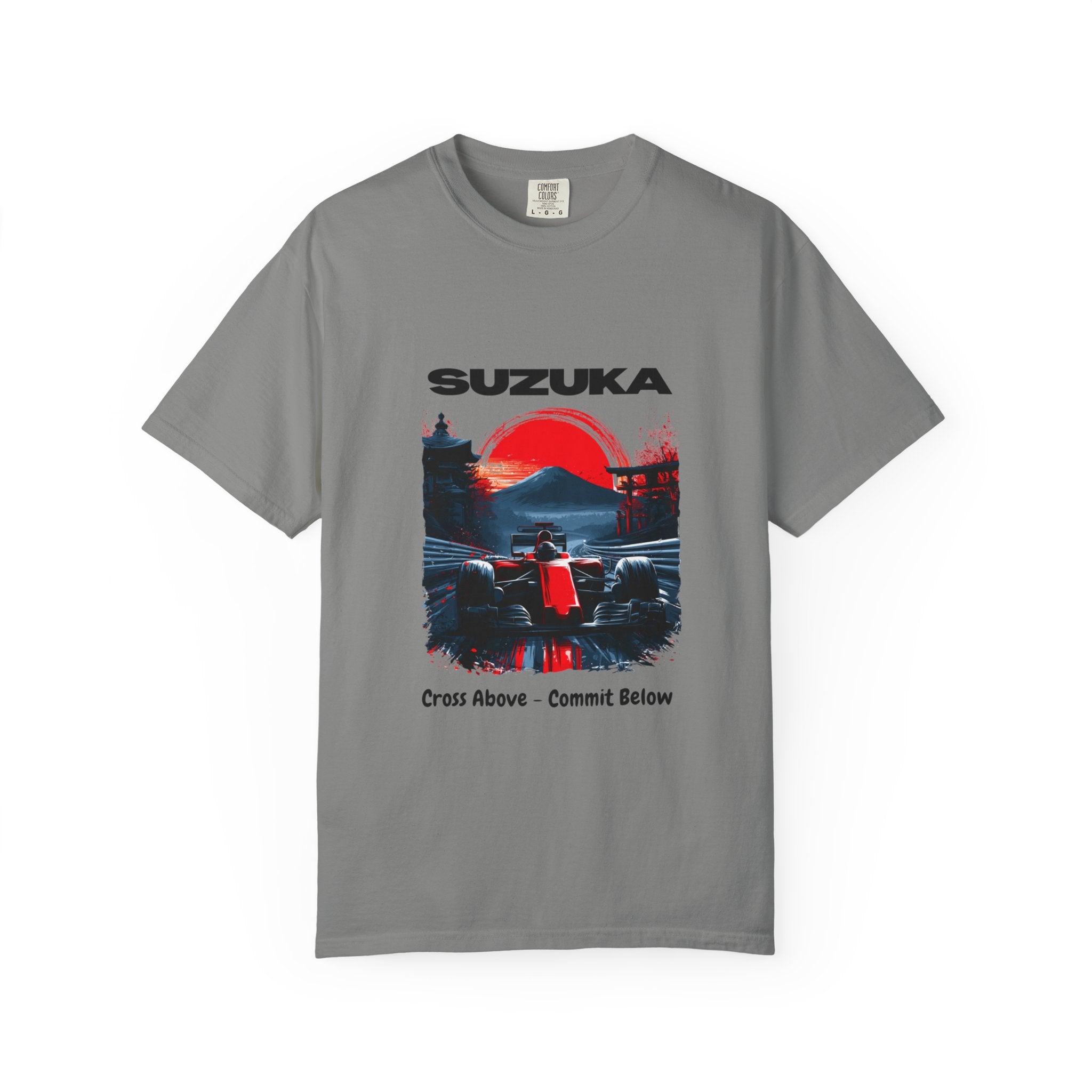 Suzuka Grand Prix Racing Tee — "Cross Above, Commit Below" Heavyweight T-Shirt