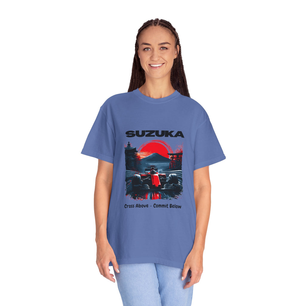 Suzuka Racing Tee — 'Cross Above, Commit Below' Motorsport T-Shirt