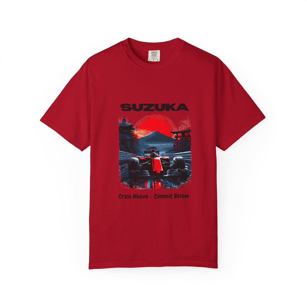 Suzuka Racing Tee — 'Cross Above, Commit Below' Motorsport T-Shirt