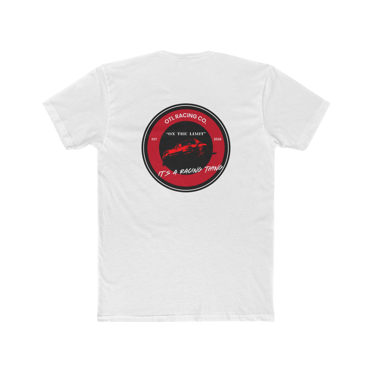 Racing Track Tee — "Rain or Shine — Flat Out" Vintage Motorsport Graphic