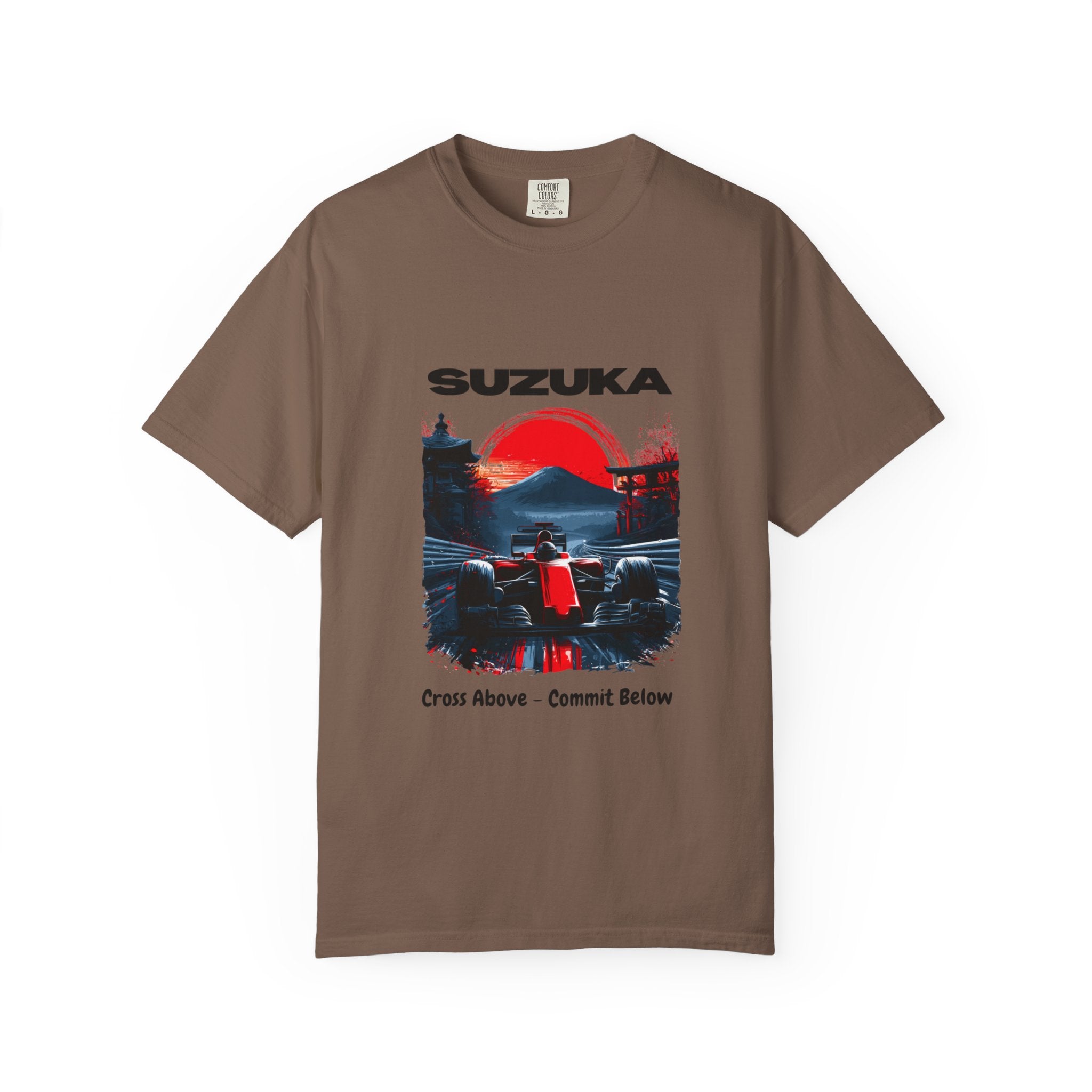 Suzuka Grand Prix Racing Tee — "Cross Above, Commit Below" Heavyweight T-Shirt
